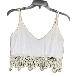 Charlotte Russe white crop top stretchy back, lined front